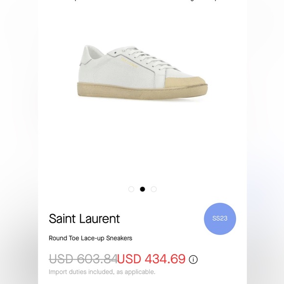 Brand New - Saint Laurent - Court Classic Low Top Sneakers - Picture 3 of 12